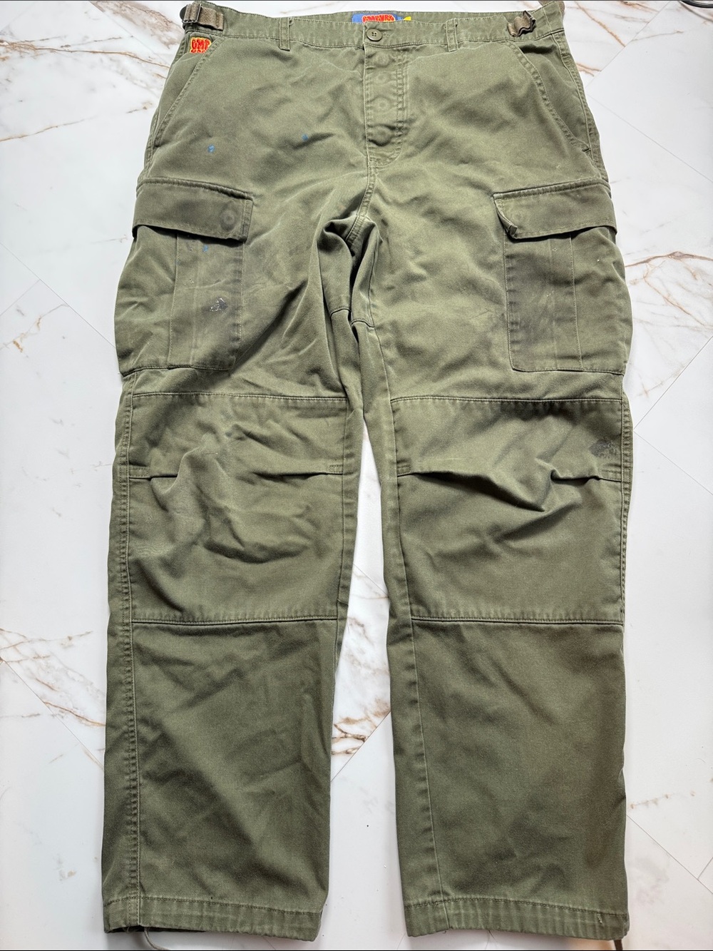 Emprye Green Cargo Pants Sz 34 Distressed Streetwear Skate Back to school Trendy